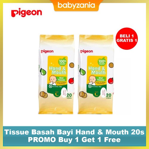 Pigeon Baby Hand and Mouth Wipes Wet Tissue 20s - Promo Buy 1 Get 1